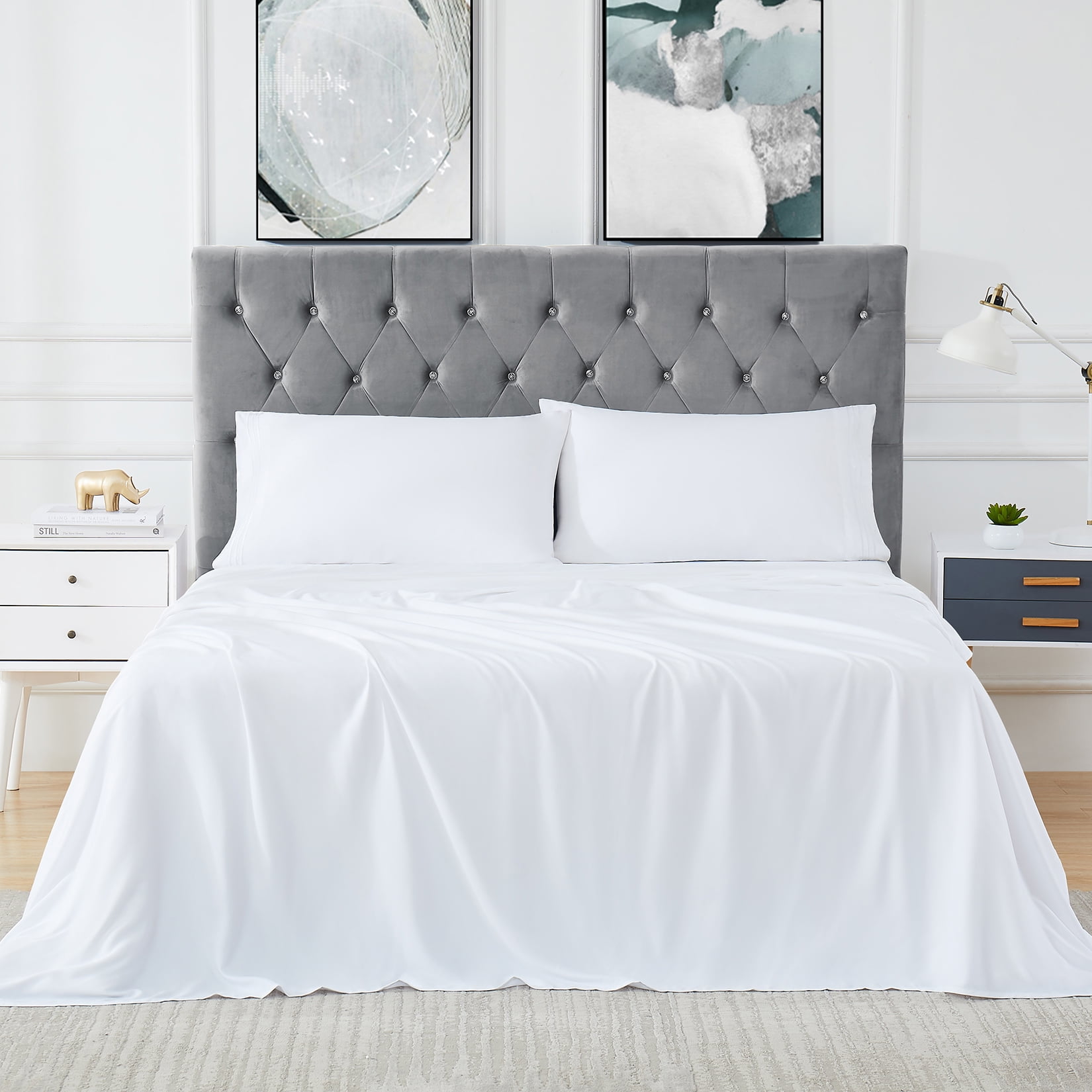 CAROMIO 3 Pcs 100 Bamboo Bed Sheets and Pillowcase Set Twin Size Cool