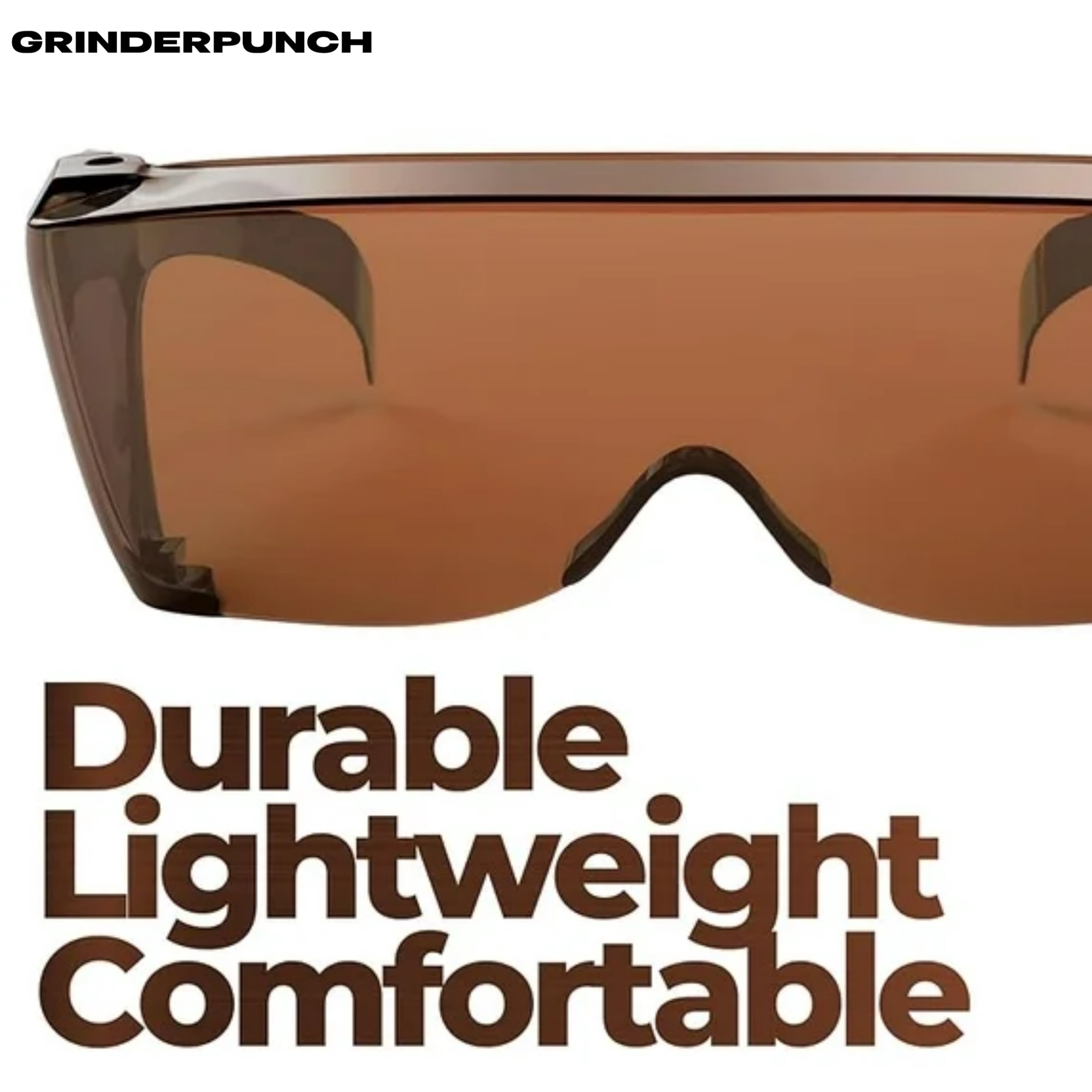 GRINDERPUNCH Cover-Ups Brown Fit Over Sunglasses - Wrap Around Sunglasses - People Who Wear Prescription Glasses in the Sun