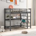 thumbnail image 2 of Veryke Wood Twin-Size High Loft Beds Loft Beds with Corner Desk and Bookcase Under-Bed Storage, 2 of 9