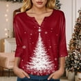 thumbnail image 7 of Rotm Casual Outfits for Women Womens Plus Size Tops 3/4 Sleeve Blouses Shirts Casual V Neck Loose Tunic Tops Watermelon Red,S, 7 of 7