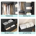 thumbnail image 4 of Ktaxon 3 Door Wardrobe Armoire Closet with Mirror Hanging Rod, Large Capacity Storage Closet for Bedroom, Modern Drawer & Shelf Elegant Black Finish Closet, 4 of 9