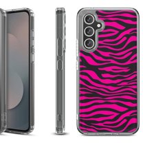 Shockproof Protective Phone Case Cover for Samsung Galaxy S25 FE, by OneToughShield - Zebra Pink