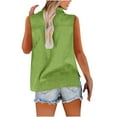 thumbnail image 4 of Cotton Linen Button Sleeveless Tops for Women, Collared Sleeveless Summer Tops, Lightweight Loose Fitting Dressy Casual Veats Blouses Sleeveless Tank Green M, 4 of 7