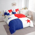 thumbnail image 2 of Manfei Panama Flag 7-Piece King Bedding,Patriotic Theme Art King Bed in a Bag,Red Blue White,Light Gray Reversible, 2 of 7