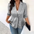 thumbnail image 7 of Ashirexll Summer Tops for Women, Solid Color Elegant Button Down 3/4 Sleeve Top Shirts, 7 of 7