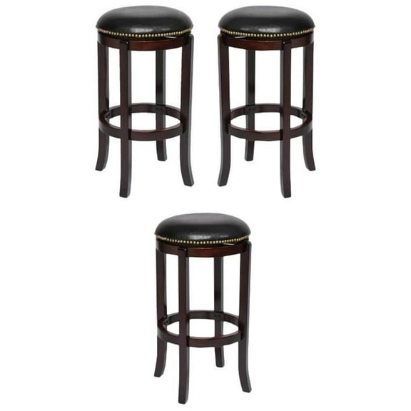 Home Square Cordova 29" Swivel Bar Stool in Cappuccino - Set of 3