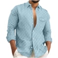 thumbnail image 2 of Blusa y camisa de manga larga con cuello vuelto para hombre Camisa a cuadros de manga larga con cuello vuelto Camisa de manga larga con solapa para hombre Blusa de poliéster para hombre, 2 of 6