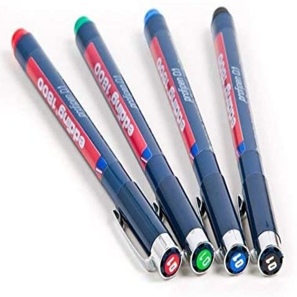 4 x Edding 1800 Drawing Pen Pigment Liner Fineliner 0.1mm Black,Blue,Red,Green 