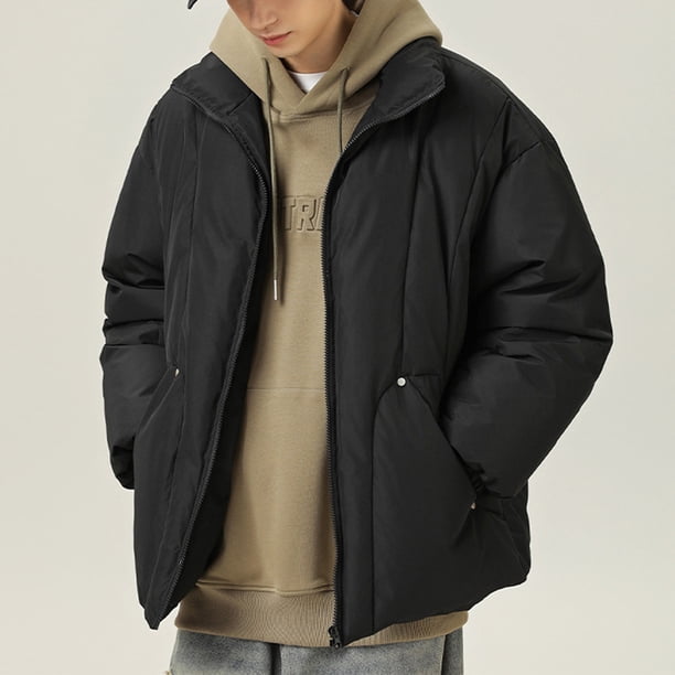 Puntoco Chaqueta De Manga Larga Para Exteriores Con Cremallera Y Bolsillo Grueso Impermeable De Color Sólido A La Moda Para Hombre
