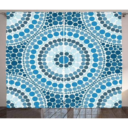 Geometric Curtains 2 Panels Set Concentric Circles Mosaic Tiles