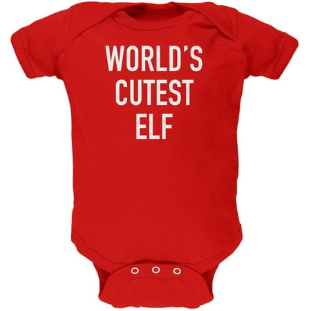 Christmas Worlds Cutest Elf Red Soft Baby One Piece