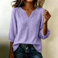 thumbnail image 3 of Ovbmpzd Purple Casual Tops for Women Tunic Summer Casual V-Neck 3/4 Sleeve Regular Blouses & Tops Going Out Tops for Women,XL, 3 of 5