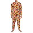 thumbnail image 3 of Balery Japanese Style Fish Scales Pijama para Hombre de Dos Piezas con Manga Larga, Conjunto de Dormir y Descanso Suave con Bolsillos-Medium, 3 of 7