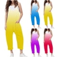 thumbnail image 7 of ZACPNCV Girls Casual Sleeveless Jumpsuits Gradient Spaghetti Strap Loose Romper Long Pants with Pockets Sky Blue 11-12 Years, 7 of 7