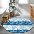 thumbnail image 4 of Blue Ocean Dolphin Round Living Room Rugs 3.3 ft, Nautical Waves Vintage Summer Ethnic Washable Area Rug with Non-Slip Sturdy Edge Binding Round Front Door Mat Floor Carpet for Entryway, 4 of 9