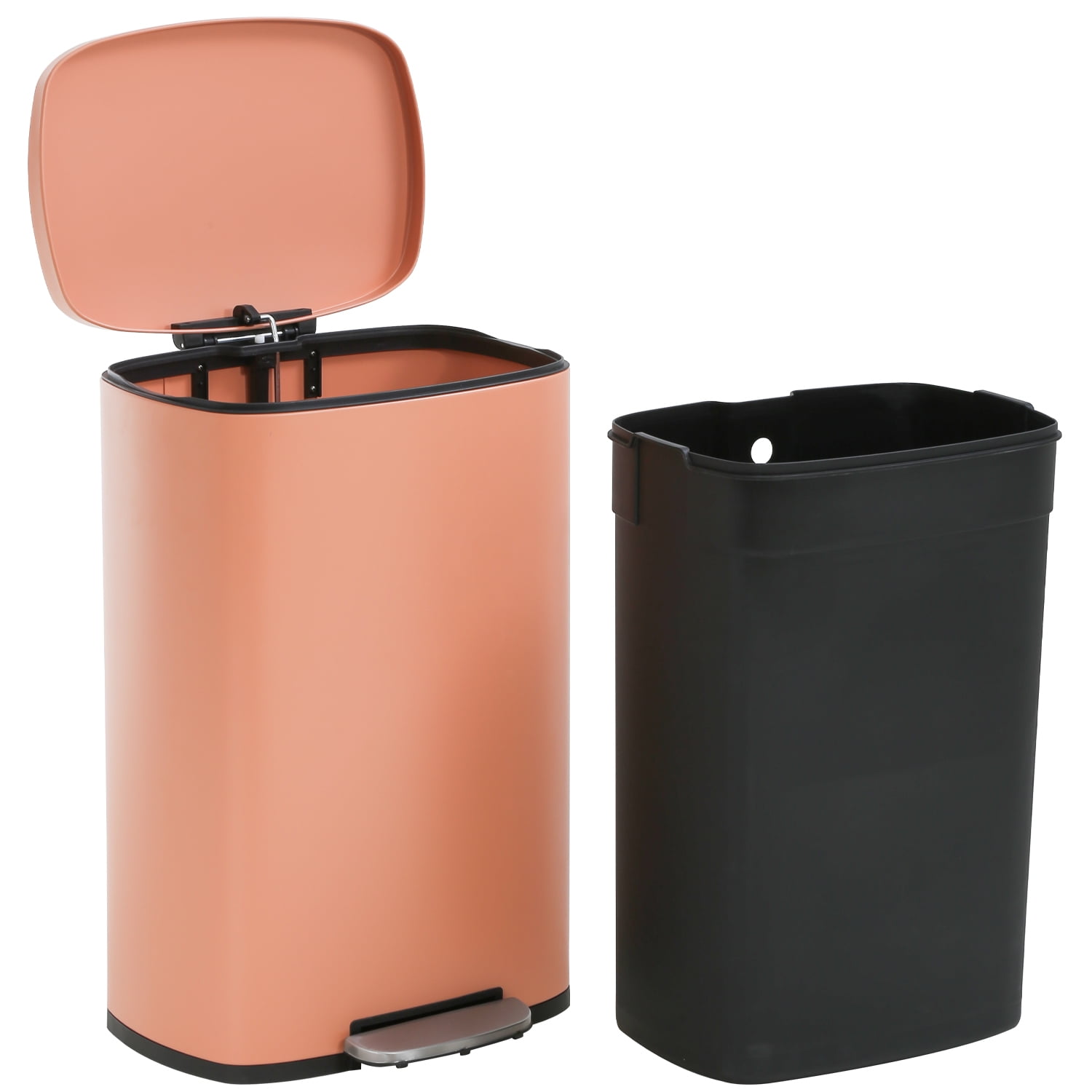 0.8G/3L Kitchen/Bathroom Pink Powder Coated Steel Trash Can Step On Garbage Can 