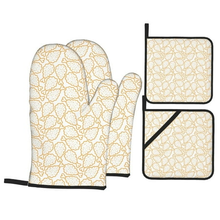 

Oven Mitts and Pot Holders Sets 4 pcs Chicken Leg Non-Slip Oven Gloves Potholders Soft Quilted Lining Heat Resistant Gloves Hot Pads for Kitchen Cooking Baking