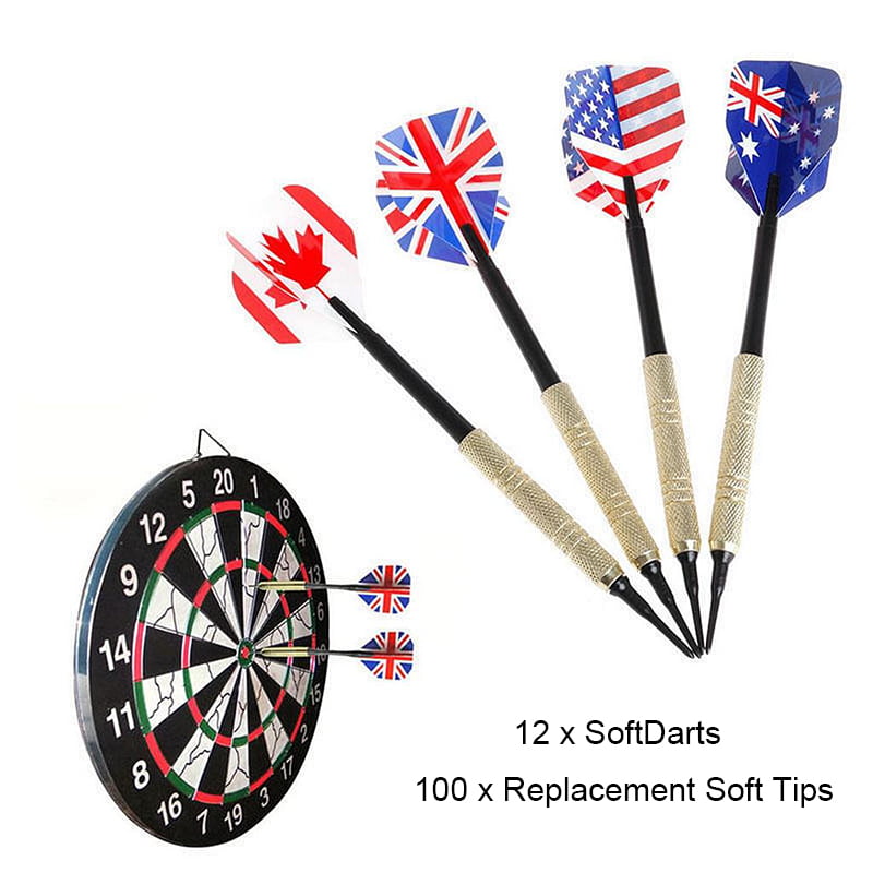 12 PCS Soft Tip Darts for Electronic Dartboard Plastic Point with 100 Nylon Tips 