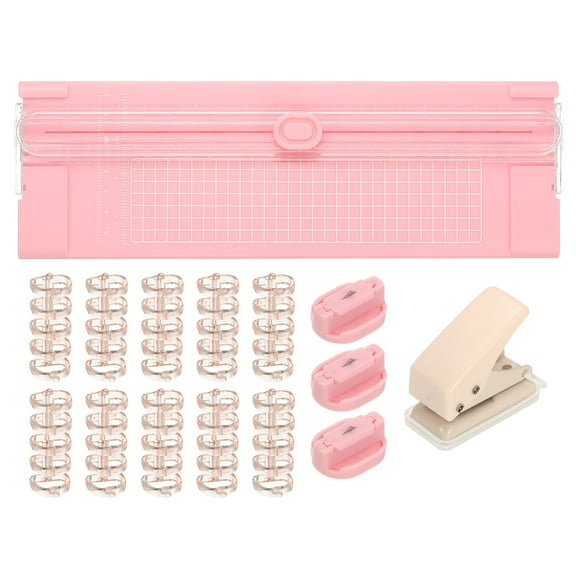 Uxcell Paper Cutter Trimmer, A4 Straight Small Portable Paper Slide Paper Slicer with Hole Punch and Binder for Craft Cardstock, Label Card, Scrapbook, Black