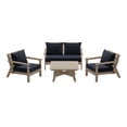 thumbnail image 2 of WestinTrends Avalon Outdoor 5-Piece Modular Sectional Patio Furniture Sofa Set, Weathered Wood/Navy Blue, 2 of 11