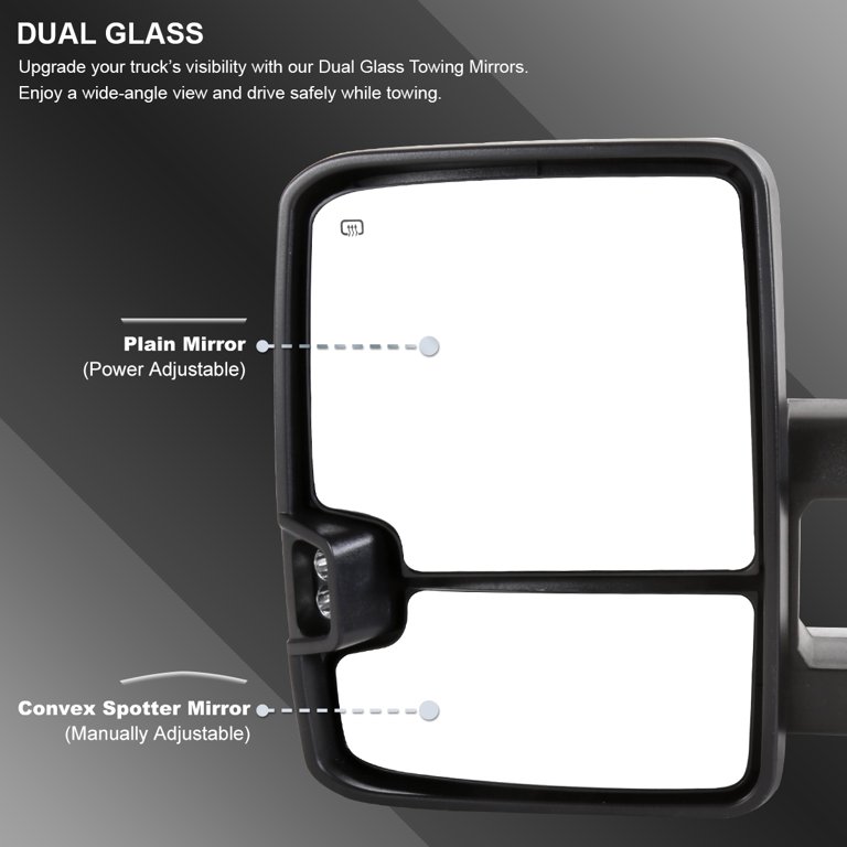 Chrome Power Heated Tow Mirrors For 1988-1998 Chevy C/K 1500 | Amber LED Signals