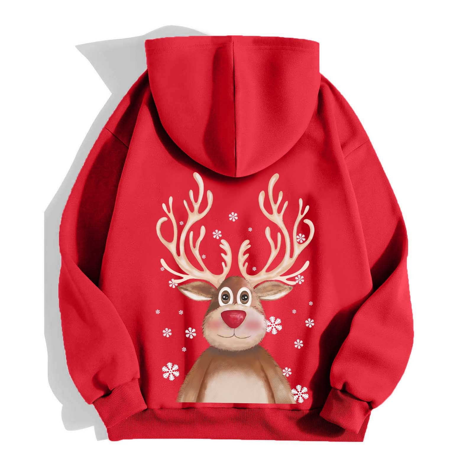 Ugly Christmas Hoodies for Women Zip Up Xmas Graphic Print Fleece Hooded Sweatshirts Funny Holiday Party Casual Jackets
