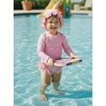 thumbnail image 3 of BemeyourBBs Toddler Baby Girls One Piece Swimsuit Infant Girls Bathing Suit Long Sleeve Polka Dot Zipper Swimwear Rash Guard with Hat Set UPF 50+ Summer Beach Wear, 3 of 9