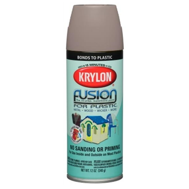 Krylon Fusion Satin Spray Paint for Plastic, River Rock, 12 Oz