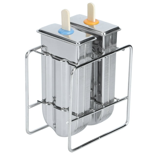 Machines à Popsicle avec Bâtonnets Réutilisables, Moules en Acier Inoxydable Moule à Crème Glacée Maison Cuisine Bricolage Machine à Glaçons Outil (2 Têtes Rondes double Rainure)