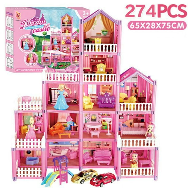 Casa de muñecas para niña, Villa, Castillo de princesa, casa de juegos para niños, juguetes ensamblados de simulación, regalos para cumpleaños