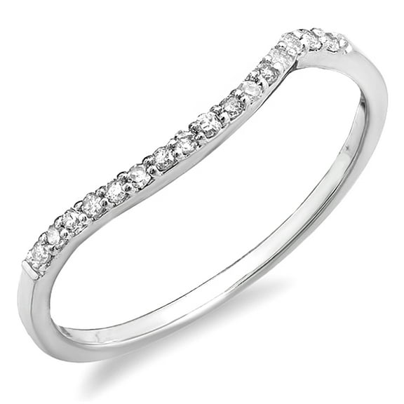 0.12 Carat (ctw) 10K White Gold Round Cut Diamond Ladies Anniversary Wedding Contour Stackable Band Guard Ring