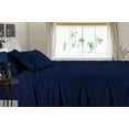 thumbnail image 2 of PURE DREAMS Hotel Style Sheet Set 4 Piece-800 Thread Count, 100% Cotton, Flat Sheet, 16" Deep Pocket Fitted Sheet & 2 Pillowcases-Navy Blue Stripe, Olympic Queen Size, 2 of 7