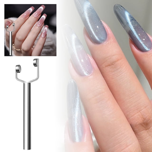 Imán para uñas en forma de Y con doble extremo «ojo de gato», herramienta magnética potente para diseños de esmalte en gel, para uso doméstico y en salones