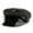 L(55-56cm), variant on Men's Women Flat Top Genuine Leather Biker Cap with Chain, Black Leather ,Fashion