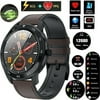 DT98 Smart Watch Men ECG+PPG HRV Heart Rate Monitor Stopwatch Bluetooth Call IP68 Waterproof Smartwatch-Black leather