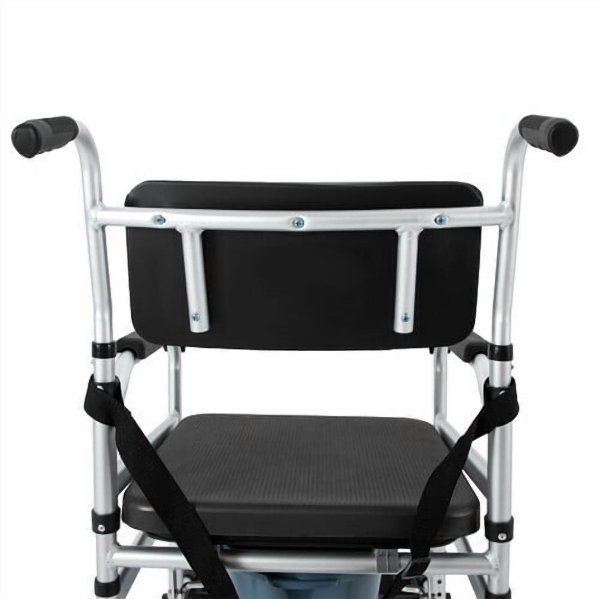 3 in 1 Foldable Height Adjustable Shower Wheelchair, Accessibility Commode Wheelchair with Flip-Up Footrests, Transport Rolling Chair for Elderly, Disabled, Adults