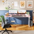 thumbnail image 3 of PayLessHere 63 Inch Pink Computer Desk with Metal Frame, Adjustable Feet,Pack of 1, 3 of 7