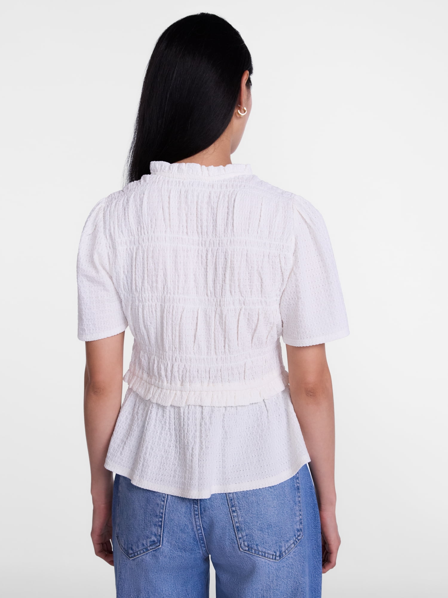 Scenario Women's and Women's Plus Textured Tie Front Top, Sizes XS-4X