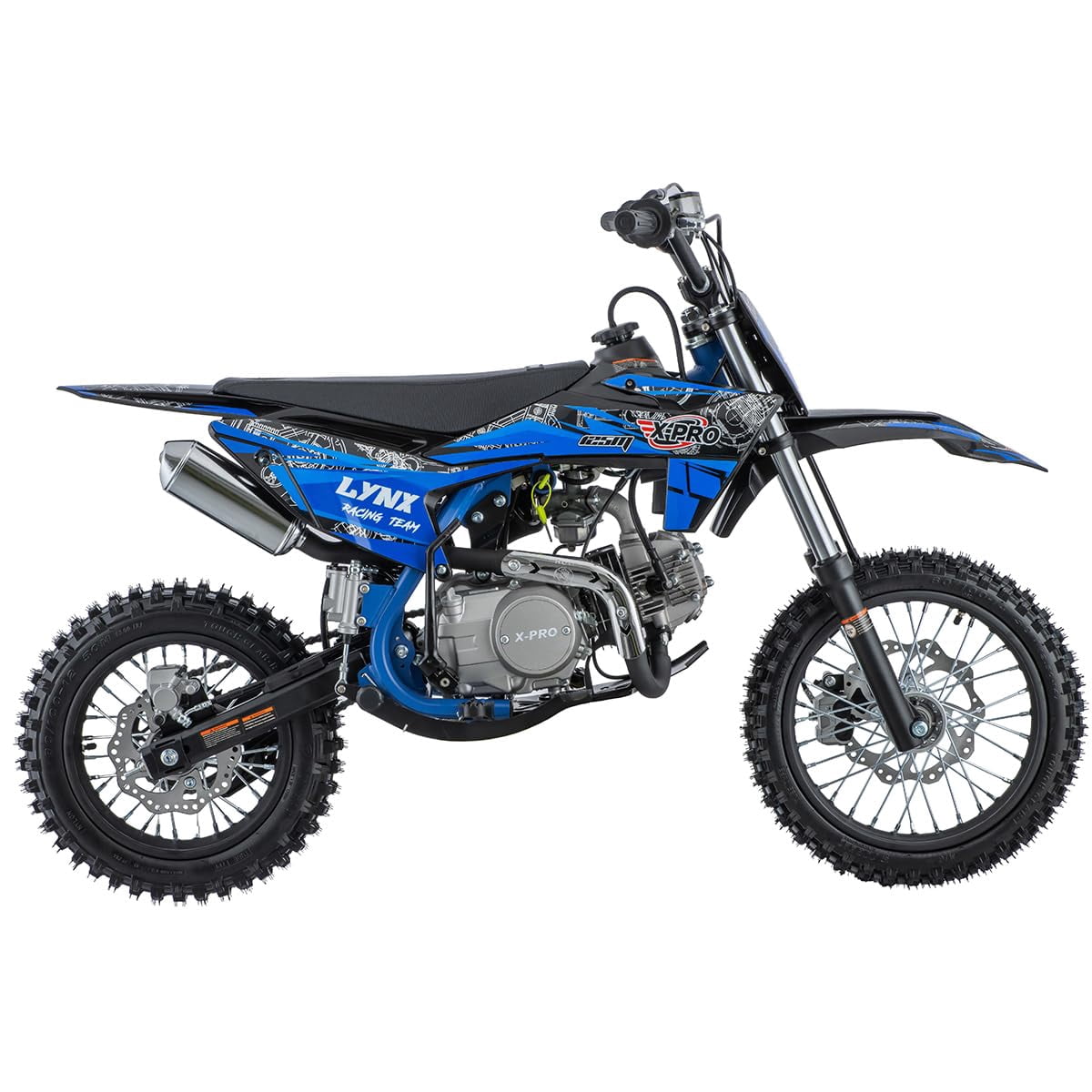 X-Pro Brand New 125cc Gas Pit Dirt Bike with 4-Speed Manual Transmission, Kick Start, 14"/12" Tires!