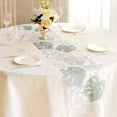 thumbnail image 4 of Efavormart White Green Non-Woven Monstera Palm Leaf Print Table Runner, Spring Summer Kitchen Dining Table Decoration - 11"x108", 4 of 5