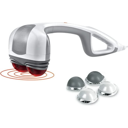 HoMedics, Dual Head Percussion Action Plus Massager with Heat, Adjustable Intensity , Dual Pivoting Heads, 2 Sets Interchangeable Nodes, For Back, Shoulders, Feet, Legs and Neck, HHP-351H