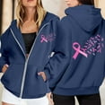 thumbnail image 2 of Hoodie Womens Sweatshirt Oversized Lightweight Casual Daily Zip Up Women's Pullover Cancer Awareness Month Long Sleeve Pocket Drawstring For Everyday Wear, 2 of 6