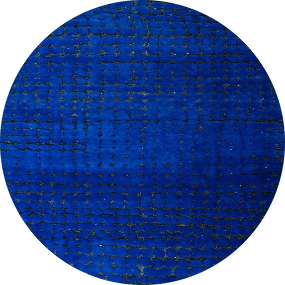 Ahgly Company Indoor Round Abstract Cobalt Blue Abstract Area Rugs, 8' Round