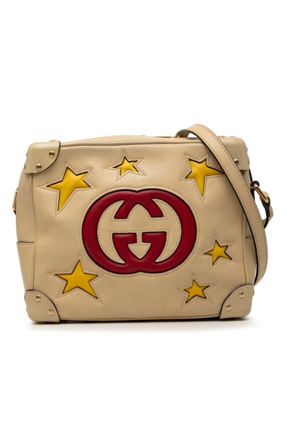 Pre-Owned Gucci GG Logo Crossbody Shoulder Bag 626363 Beige/Red Leather Women's GUCCI