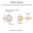 thumbnail image 4 of Rosec Jewels Lab Grown Diamond Halo Earrings - Round Studs Earrings for Women - EF-VS Quality - Ready to Gift, 10K Yellow Gold, 4 of 5
