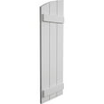 thumbnail image 3 of Ekena Millwork 16 1/2"W x 72"H (66 1/2" Low Side) Timberthane Smooth Three Board Joined Board-n-Batten w/Elliptical Top Faux Wood Shutters (Per Pair), Primed Tan, 3 of 6