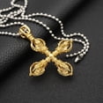 thumbnail image 2 of Encanto de acero inoxidable Cruz hueca Vajra Maja Colgante Collar Oración Oro Hugo collar de mortero con cruz vajra, 2 of 6