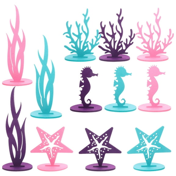 ETHZZLE Mermaid Party Decorations for Girls, Felt Table Centerpiece Set, Assorted Colors, 12 Pieces for Birthday and Events