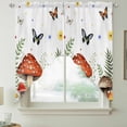 thumbnail image 2 of Spring Mushrooms Swag Valances for Windows 2 Pack, Kitchen Window Curtains 36 Inch Length, Farmhouse Pastoral Botanical Watercolor Privacy Swag Curtains for Living Room/Bathroom 36"x36", 2 of 8