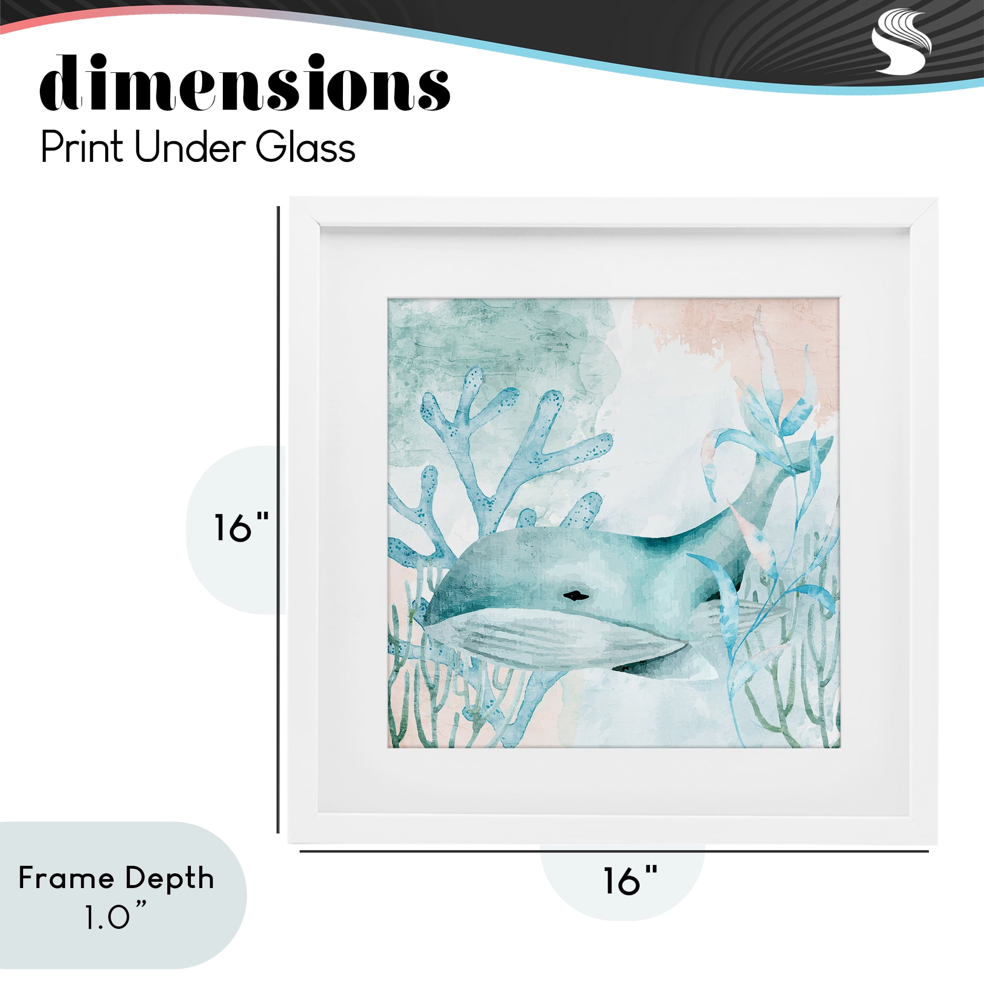 Stupell Industries Whale Sea Swim White Framed Print Under Glass, design by Kim Allen